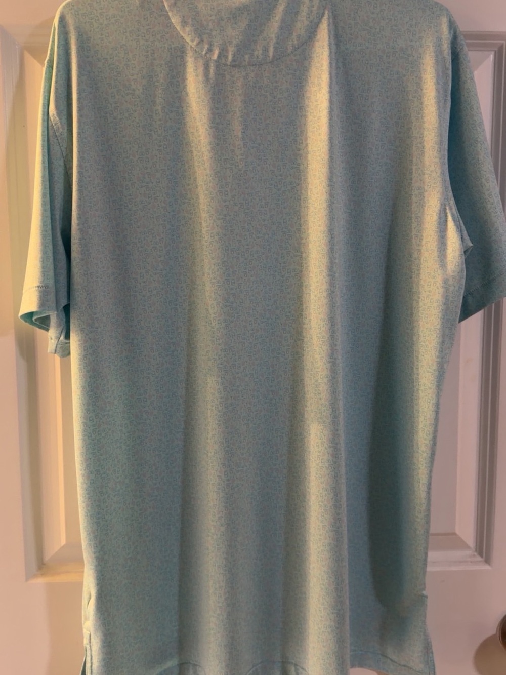 Peter Millar Men's Mint Green Short-Sleeve Polo with Micro Print - Picture 4 of 4
